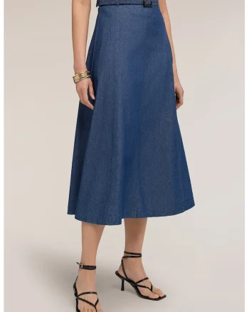 Fusta evazata din denim, Bleumarin