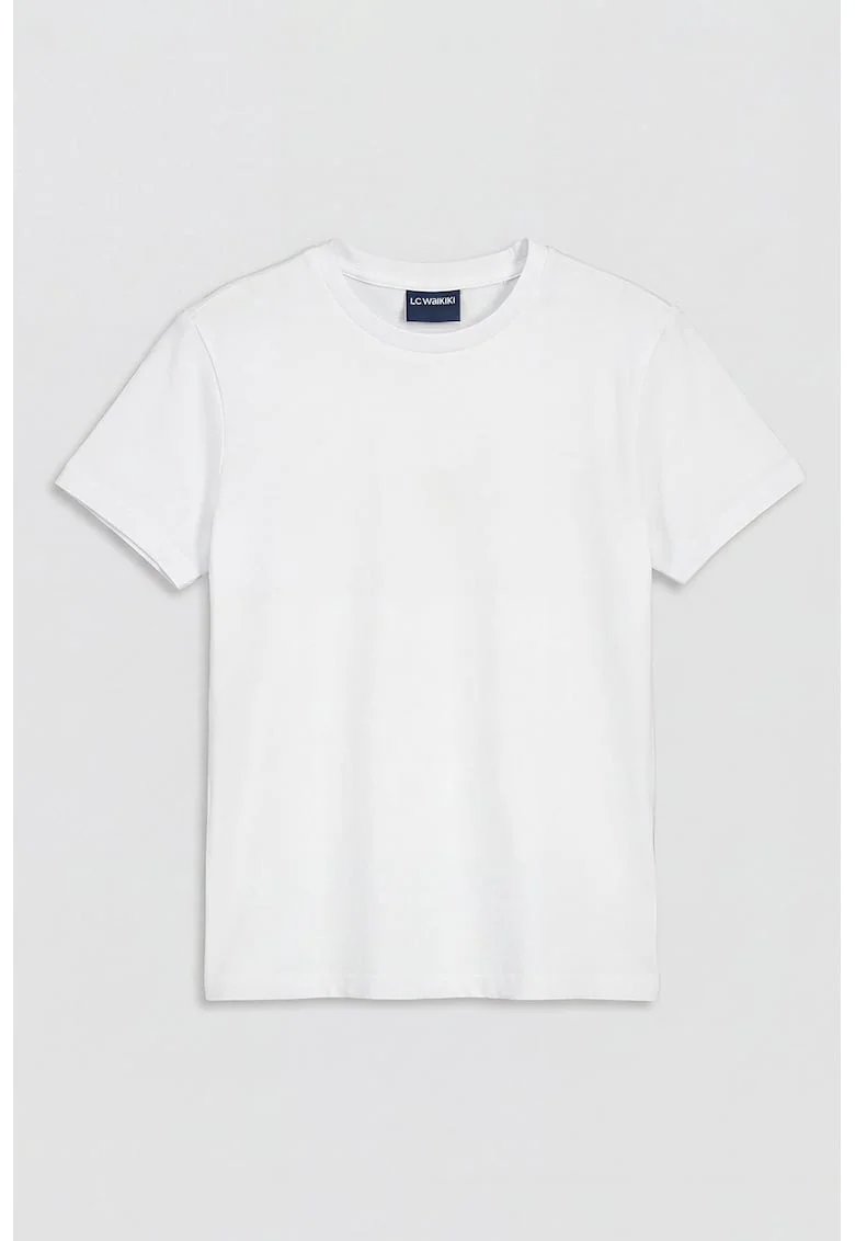 Tricou cu imprimeu si decolteu rotund, Alb/Negru/Galben pai