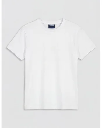 Tricou cu imprimeu si decolteu rotund, Alb/Negru/Galben pai