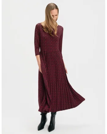 Rochie evazata cu imprimeu cu inimi, Rosu/Negru