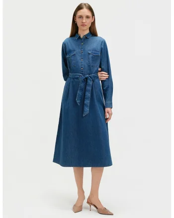 Rochie evazata din denim, Albastru inchis