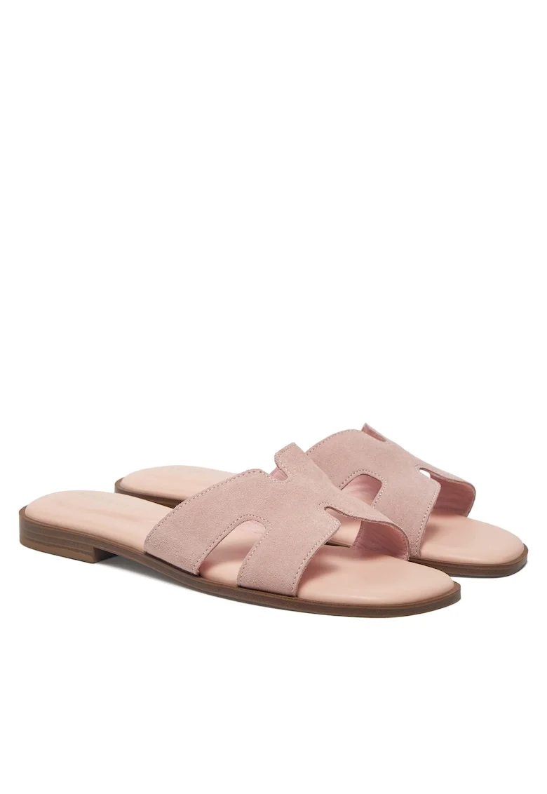 Papuci dama  piele naturala, roz, Roz