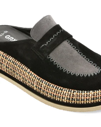 Papuci GRYXX negri, 3701162, din piele intoarsa