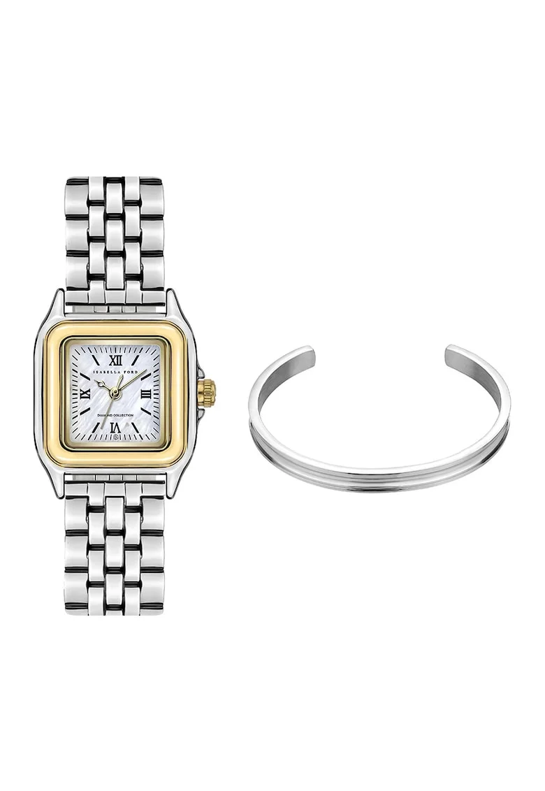 Set de bratara si ceas cu diamant, Argintiu