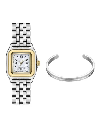 Set de bratara si ceas cu diamant, Argintiu