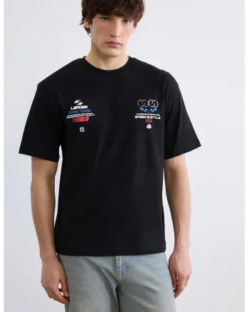 Tricou cu model grafic, Negru