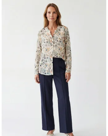 Camasa lejera cu model floral, Portocaliu/Verde pal/Albastru royal