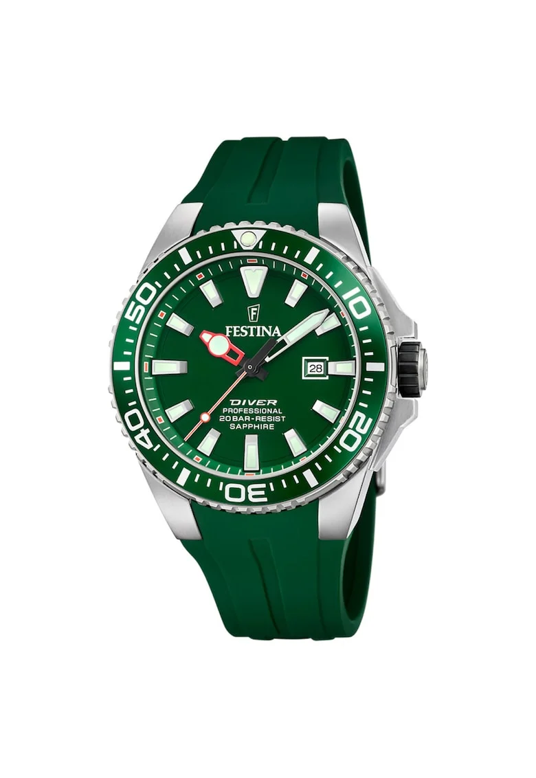 Ceas barbatesc  Diver F20664/2 sportiv elegant argintiu verde 46mm