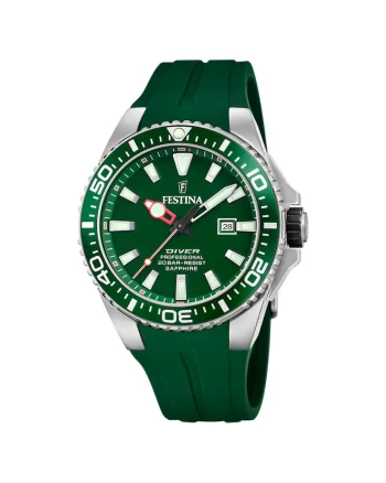 Ceas barbatesc  Diver F20664/2 sportiv elegant argintiu verde 46mm