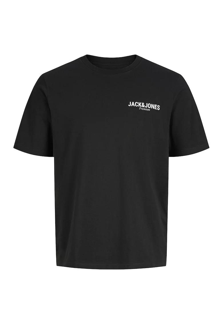 Tricou din bumbac organic cu imprimeu logo, Negru