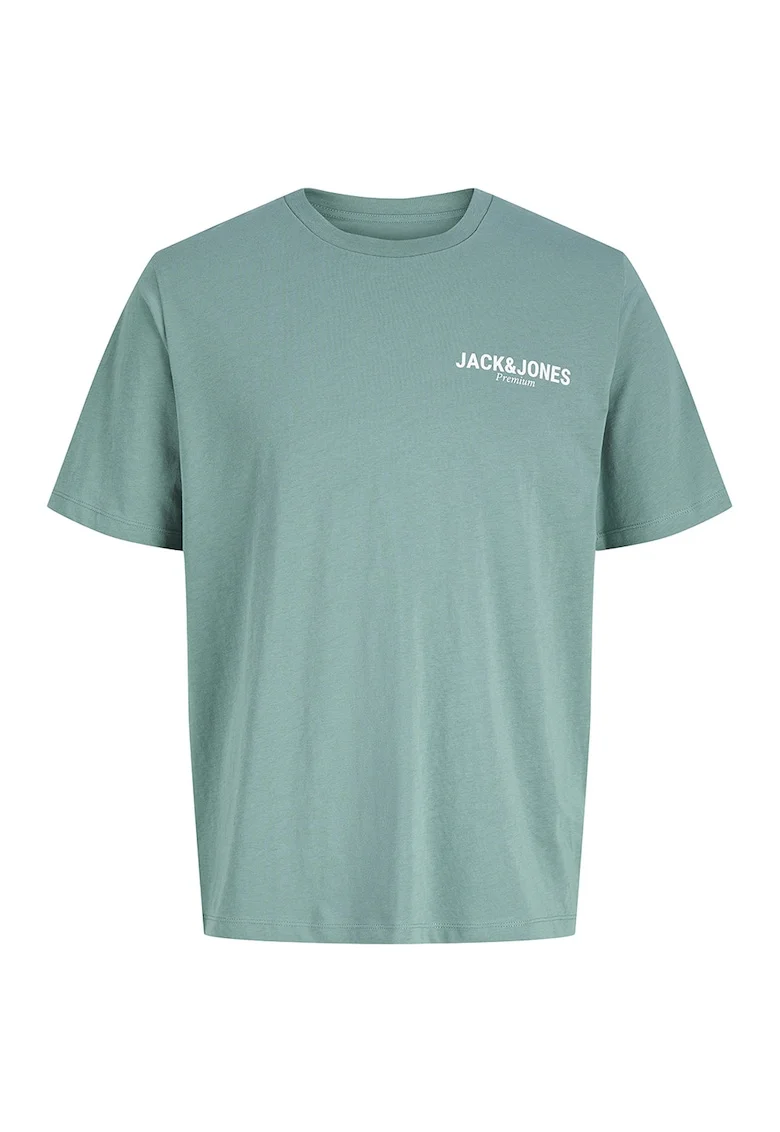 Tricou din bumbac organic cu imprimeu logo, Verde aquamarin