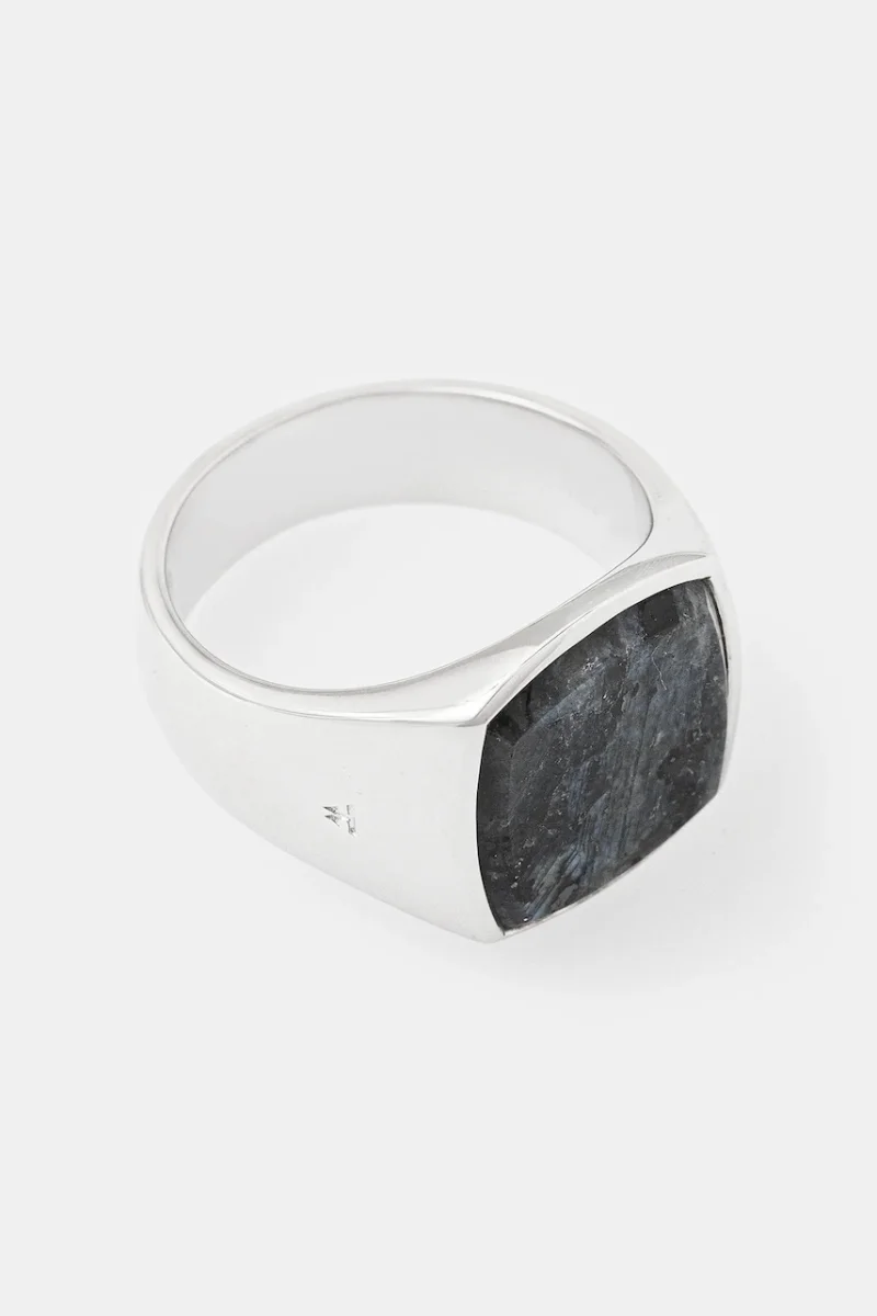 Tom Wood inel de argint Cushion Larvikite (M)