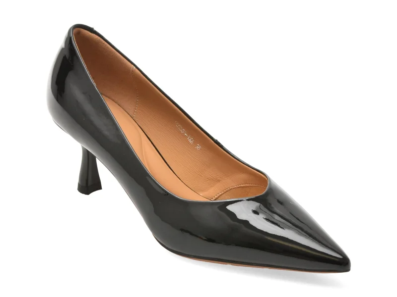 Pantofi eleganti EPICA negri, D05555, din piele naturala lacuita