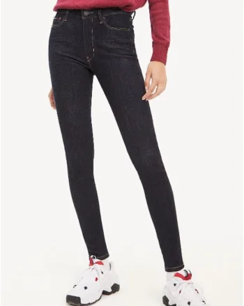 Pantaloni lungi skinny cu talie inalta,