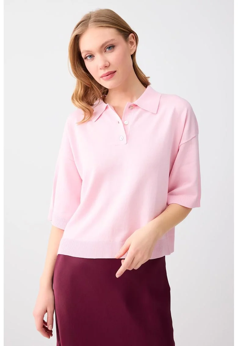 Tricou polo supradimensionat, Roz deschis