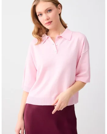 Tricou polo supradimensionat, Roz deschis