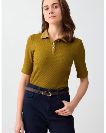 Tricou polo cu striatii, Galben mustar
