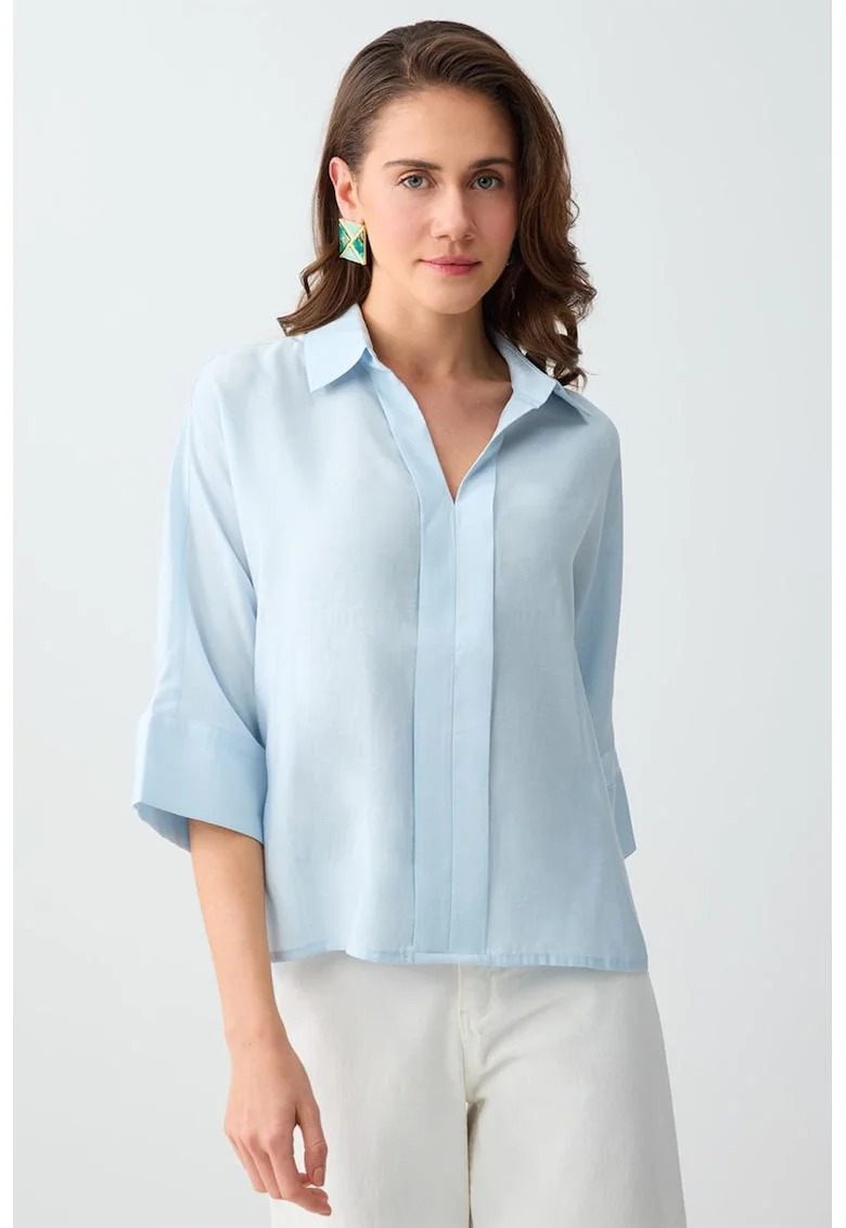 Bluza lejera din amestec de modal cu maneci 3/4, Albastru deschis