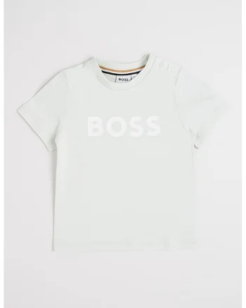 Tricou din bumbac cu imprimeu logo si detaliu cu capse, Verde pal