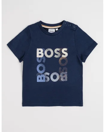 Tricou din bumbac cu imprimeu logo si detaliu cu capse, Kaki/Bleumarin