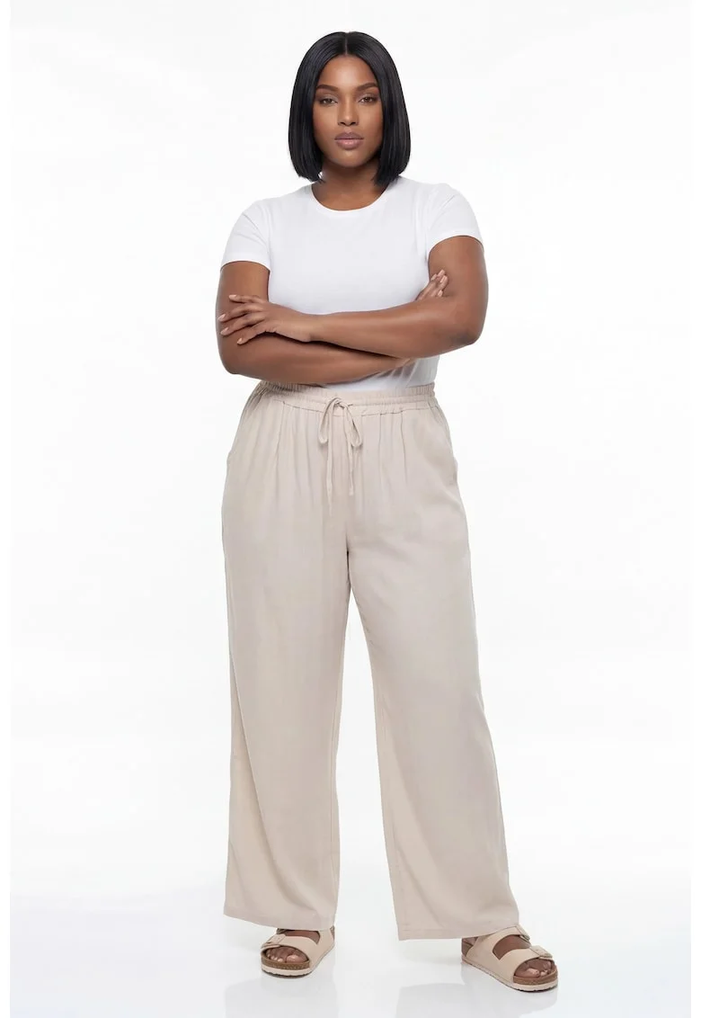Pantaloni dama M1298,  Talie inalta, Bej, Bej