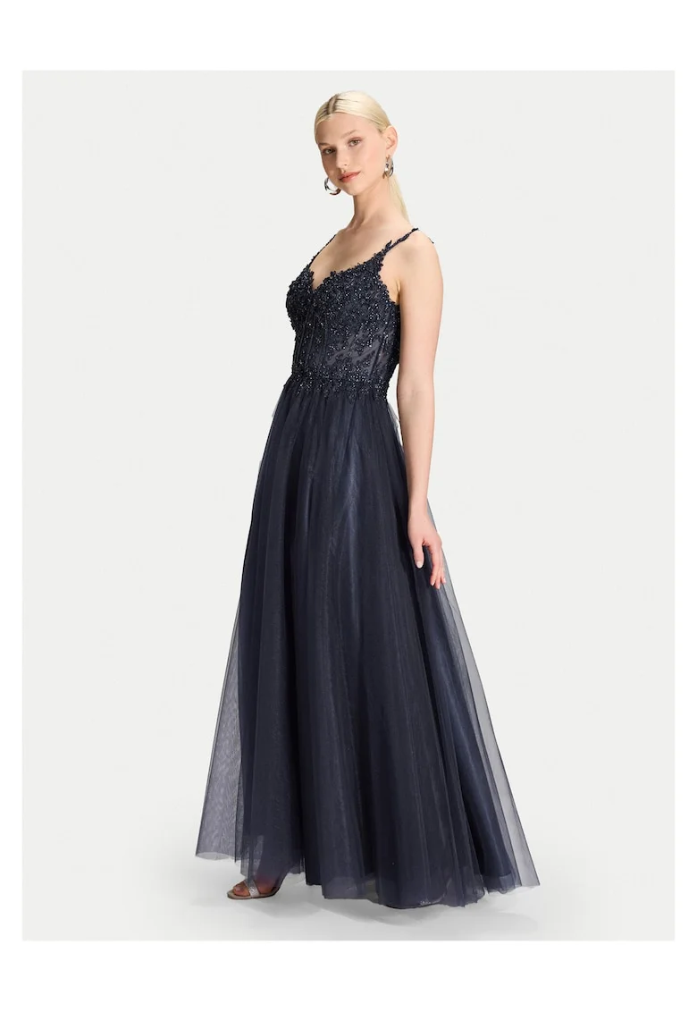 Rochie de seara,  bleumarin, fermoar, nailon
