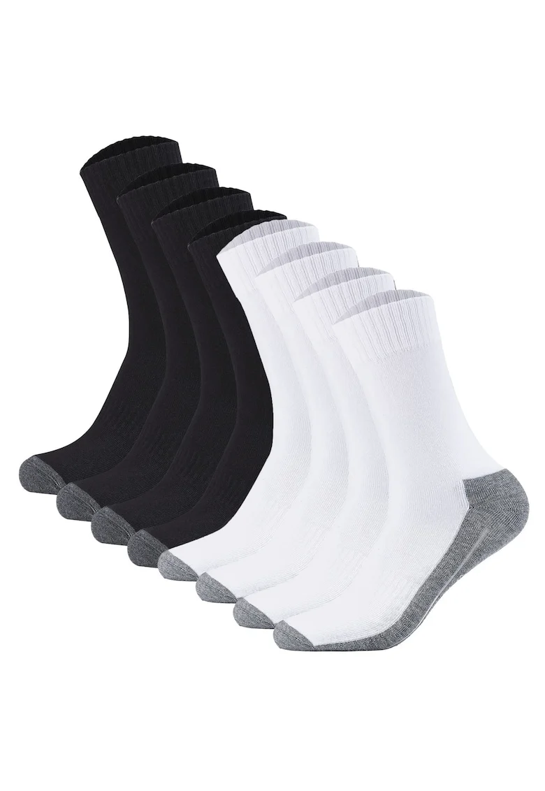Set de sosete lungi unisex - 8 perechi, Alb/Negru