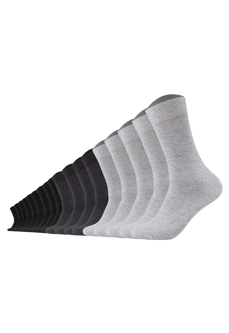 Set de sosete lungi unisex - 18 perechi, Negru/Gri cenusiu