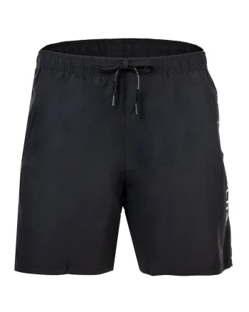 Pantaloni scurti de baie cu imprimeu logo, Negru
