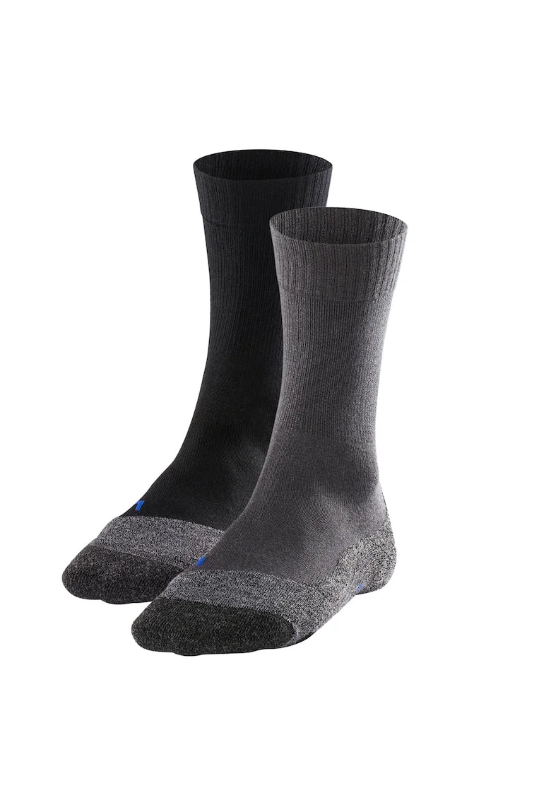Set de sosete lungi din amestec de lyocell pentru trekking - 2 perechi, Negru/Gri inchis