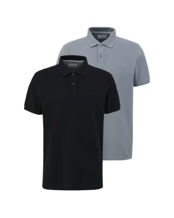Set de tricouri polo uni - 2 piese, Negru/Gri deschis