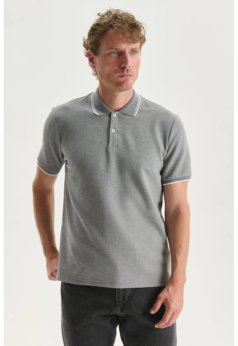 Tricou polo uni, Gri melange