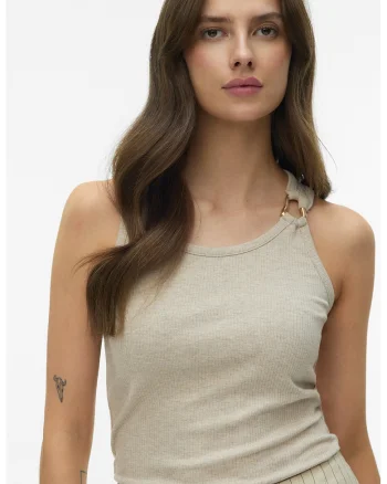 Top uni slim fit, Bej melange