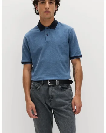 Tricou polo cu garnituri contrastante, Albastru inchis