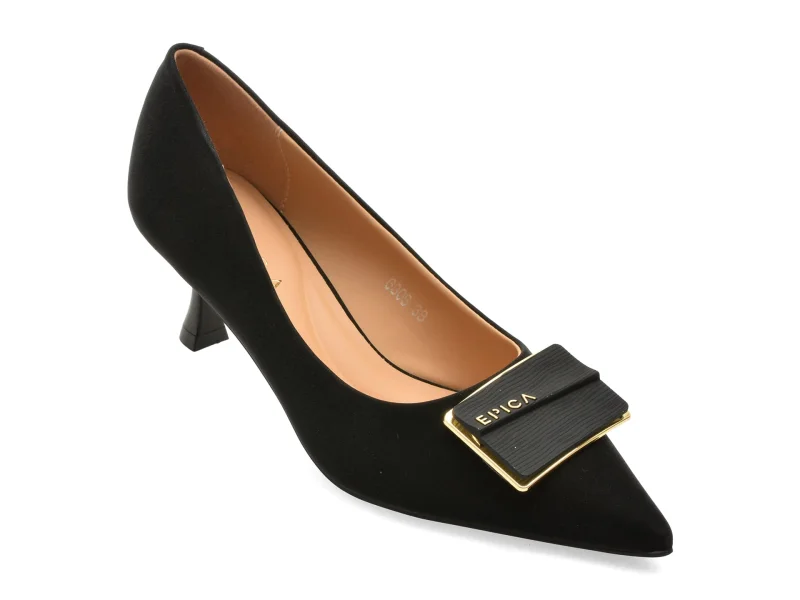 Pantofi eleganti EPICA negri, 6308, din piele ecologica