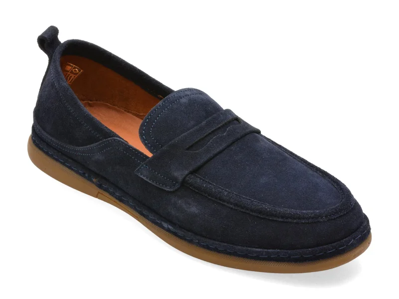 Mocasini OTTER bleumarin, 33651, din piele intoarsa