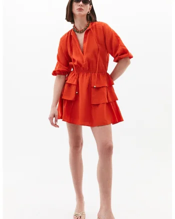 Rochie din amestec de modal Mop, Portocaliu mandarina