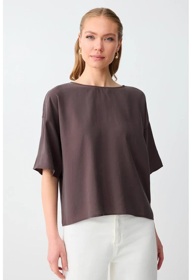 Bluza lejera din amestec de modal, Maro pamantiu