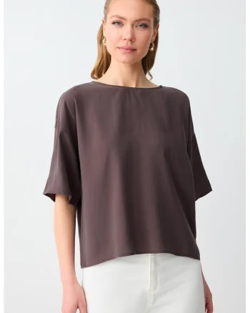 Bluza lejera din amestec de modal, Maro pamantiu