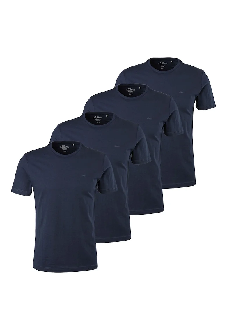 Set de tricouri uni - 4 piese, Albastru inchis