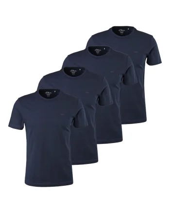 Set de tricouri uni - 4 piese, Albastru inchis