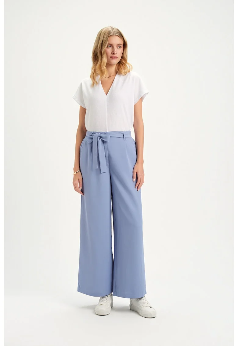 Pantaloni cu croiala ampla si cordon, Albastru lavanda