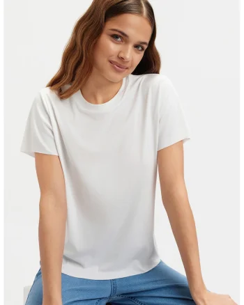 Tricou striat cu model uni, Alb