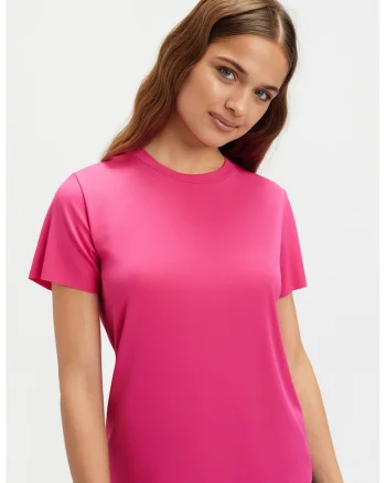 Tricou striat cu model uni, Roz