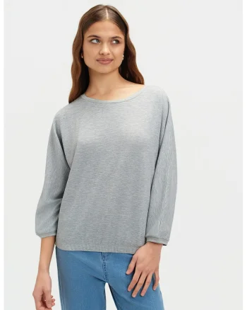 Bluza cu maneci liliac, Gri melange