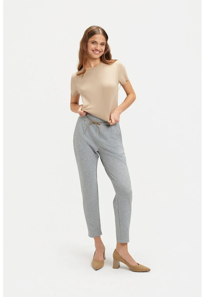Pantaloni conici cu snur, Gri melange