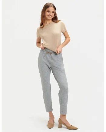 Pantaloni conici cu snur, Gri melange