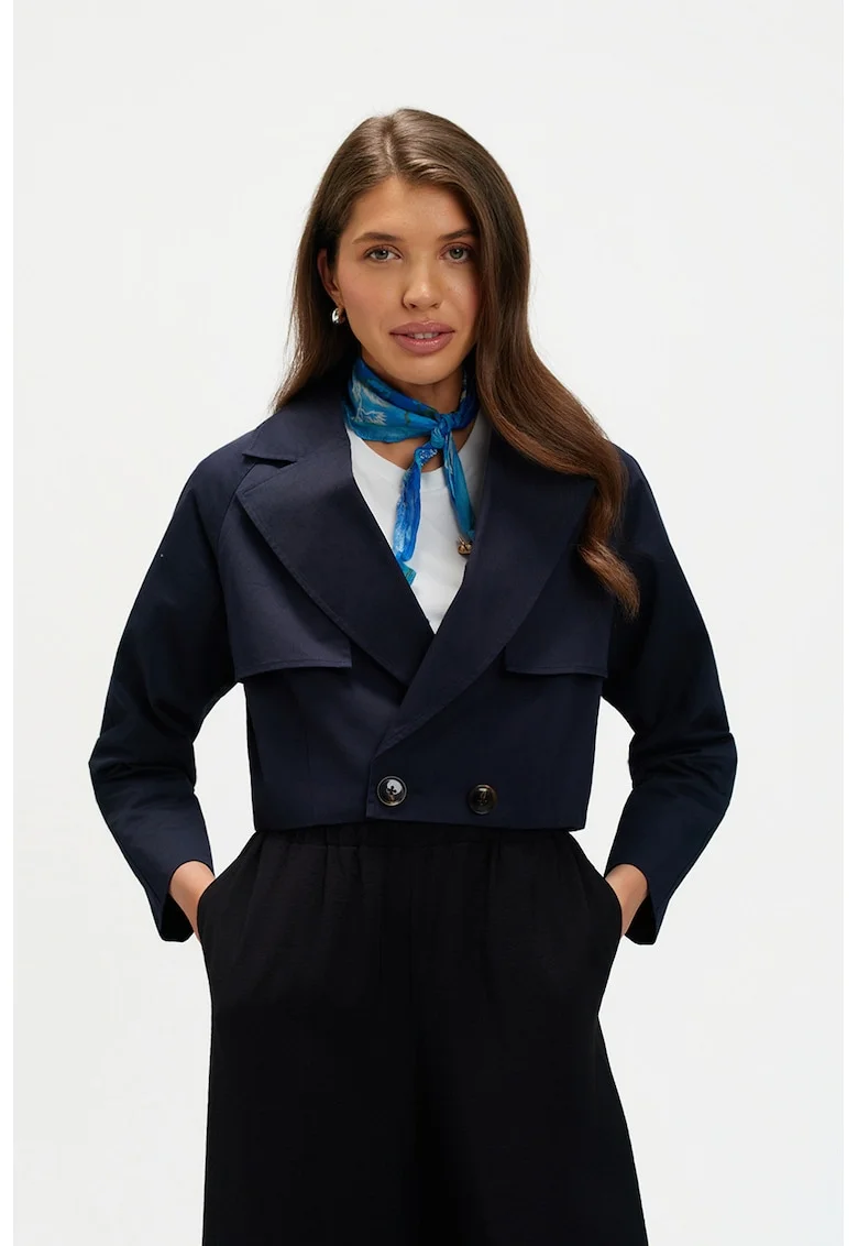 Trenci crop cu terminatie elastica, Bleumarin