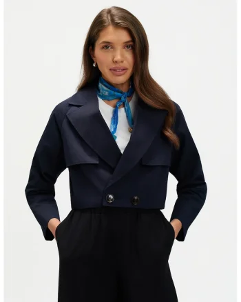 Trenci crop cu terminatie elastica, Bleumarin
