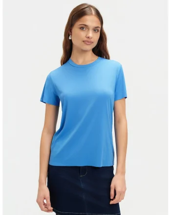 Tricou striat cu model uni, Albastru deschis